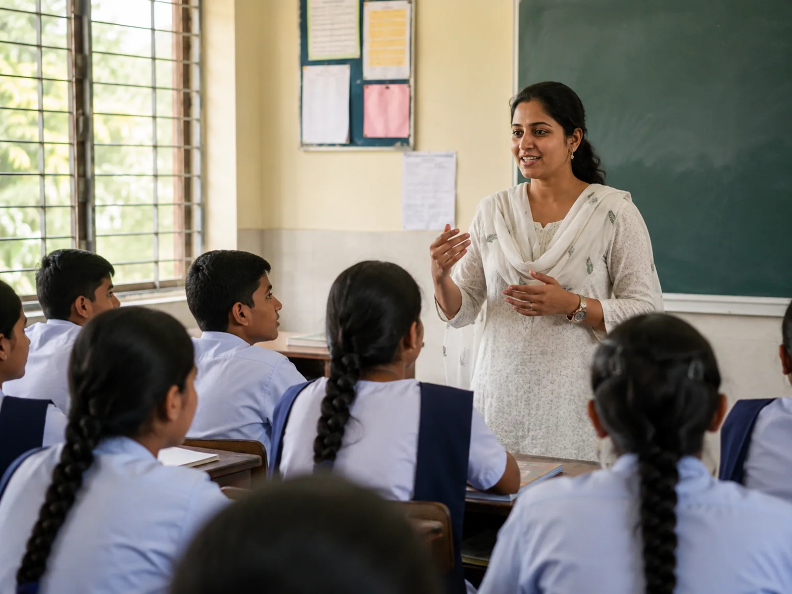 A teacher at work in an Indian classroom